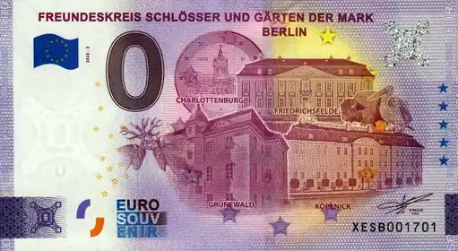 Banconota da 0€ FREUNDESKREIS SCHLÖSSER UND GÄRTEN DER MARK BERLIN