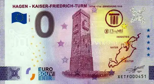 Billete de 0€ HAGEN - KAISER-FRIEDRICH-TURMHÖHE 17 m - EINWEIHUNG 1910