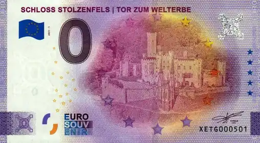Banconota da 0€ SCHLOSS STOLZENFELS TOR ZUM WELTERBE