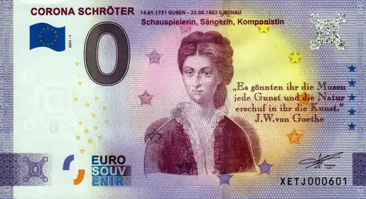 Billet 0€ CORONA SCHRÖTER14.01.1751 GUBEN - 23.08.1802 ILMENAU