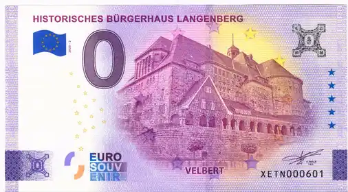 0€ banknote HISTORISCHES BÜRGERHAUS LANGENBERGVELBERT