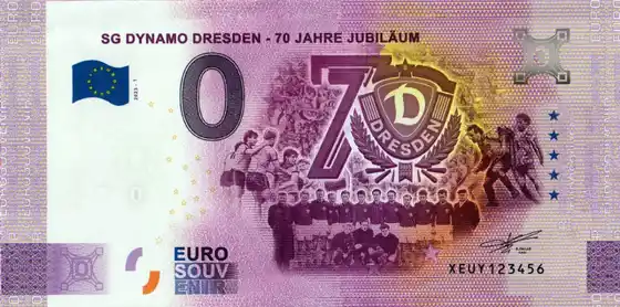 Billete de 0€ SG DYNAMO DRESDEN - 70 JAHRE JUBILÄUM [non émis]