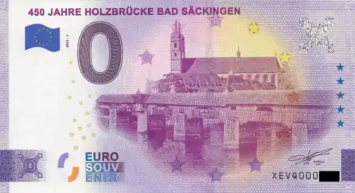 Billete de 0€ 450 JAHRE HOLZBRÜCKE BAD SÄCKINGEN