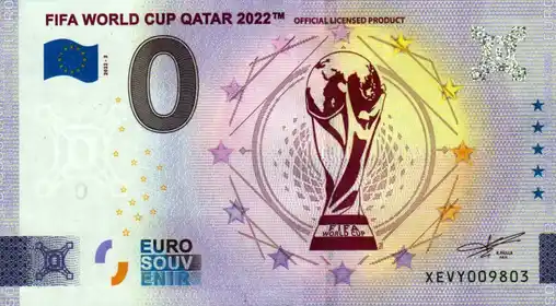0€ banknote FIFA WORLD CUP QATAR 2022™OFFICIEL LICENSED PRODUCT