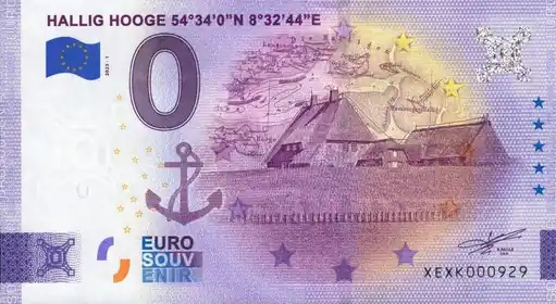 Billet 0€ HALLIG HOOGE 54°34'0''N 8°32'44''S