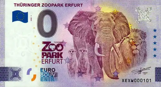 0€ banknote THÜRINGER ZOOPARK ERFURT