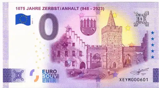 Billete de 0€ 1075 JAHRE ZERBSTANHALT (948-2023)