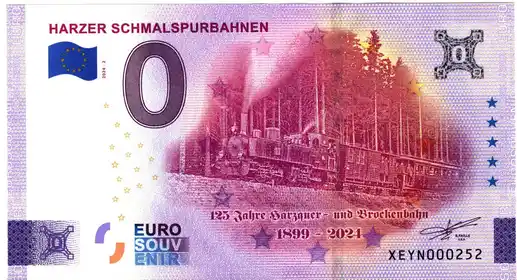 Billet 0€ HARZER SCHMALSPURBAHNEN125 Jahre Harzquer - und Brockenbahn 1899-2024