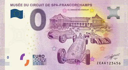 0€ banknote MUSÉE DU CIRCUIT DE SPA-FRANCORCHAMPS À L'ABBAYE DE STAVELOT