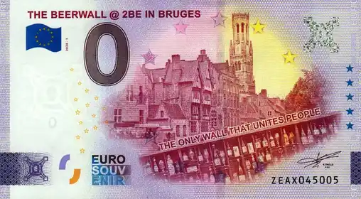 Billete de 0€ THE BEERWALL @ 2BE IN BRUGESTHE ONLY WALL THAT UNITES PEOPLE