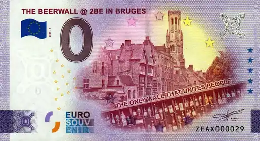 Billete de 0€ THE BEERWALL @ 2BE IN BRUGESTHE ONLY WALL THAT UNITES PEOPLE